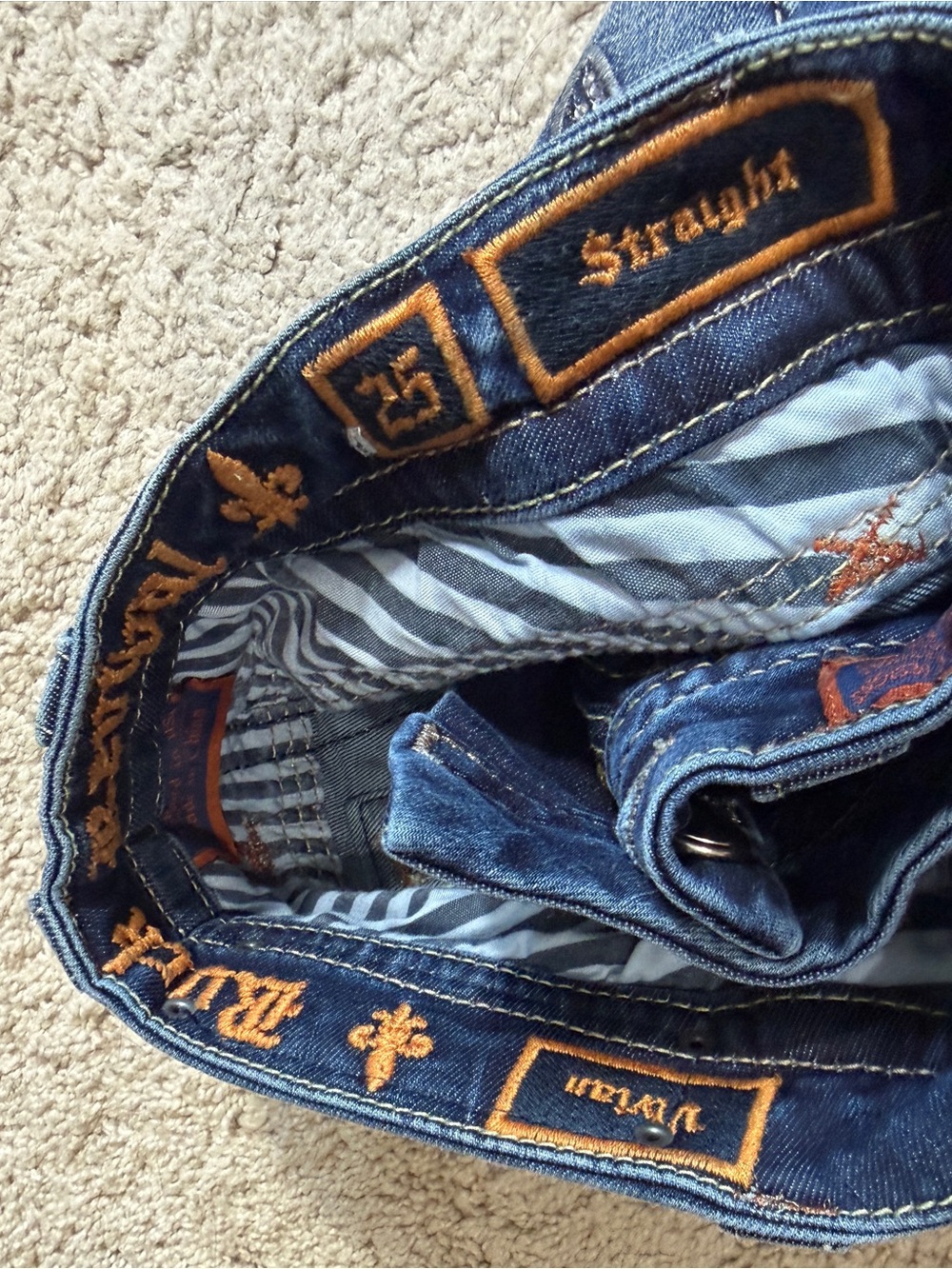 Rock Revival Jeans Womens Size 25 Vivian Straight Y2K Blue Rhinestone Pockets - Picture 5 of 9